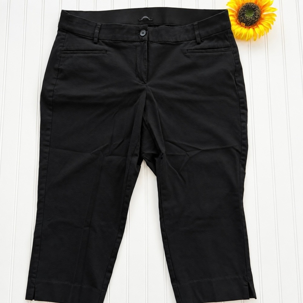 Lane Bryant (The Lena Cropped Pants) (20) [Black] GOOD Cotton Stretch Slits